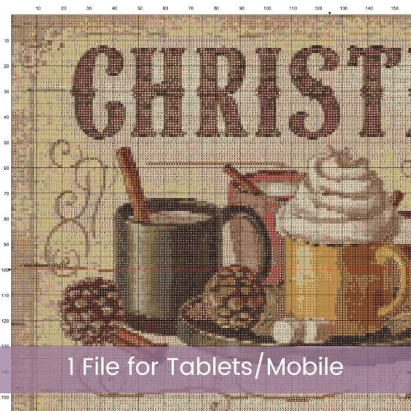 Vintage Hot Cocoa Bar Christmas Cross Stitch Pattern | Festive Holiday Kitchen Sign Cross Stitch PDF | PDF Instant Download | App File incl
