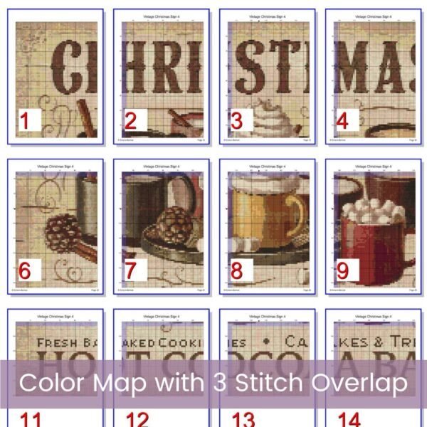 Vintage Hot Cocoa Bar Christmas Cross Stitch Pattern | Festive Holiday Kitchen Sign Cross Stitch PDF | PDF Instant Download | App File incl