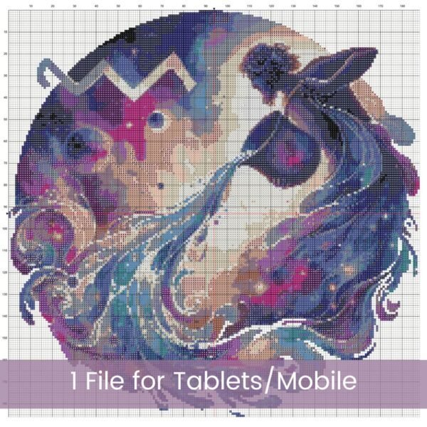 Aquarius Zodiac Cross Stitch Pattern