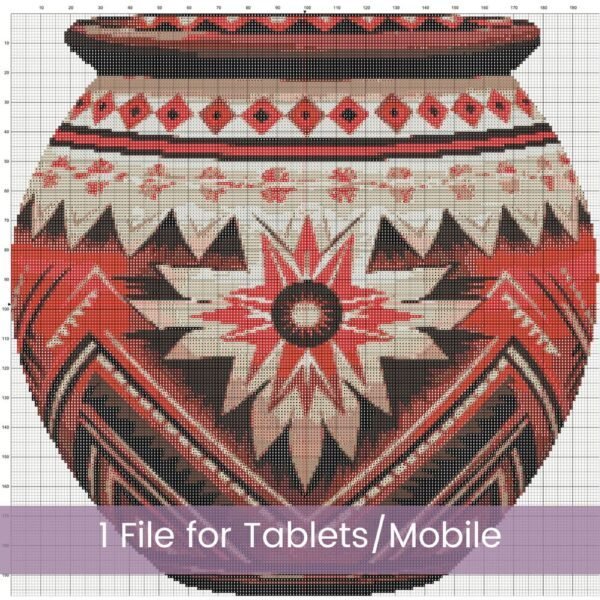 Native American Pot Cross Stitch Pattern, Tribal Art Design Cross Stitch Pattern, Traditional Pot, Heritage Cross Stitch, Instant Download