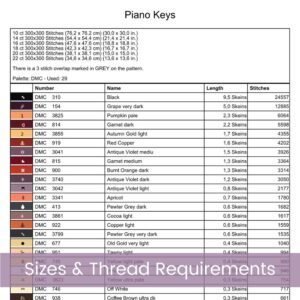 Piano Keys Cross Stitch Pattern, Musical Instrument Art, Music Lover Decor, Musical Cross Stitch, PDF Instant Download, Full Coverage