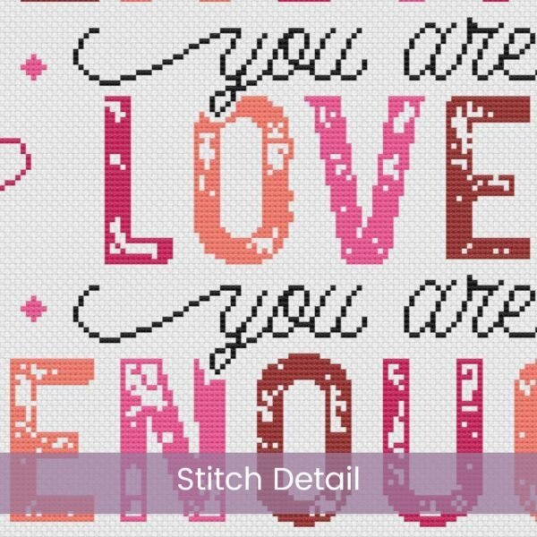 Positive Affirmations Cross Stitch Pattern, Motivational Quotes, Valentines Day, PDF Instant Download, Pattern Keeper & tablet file included
