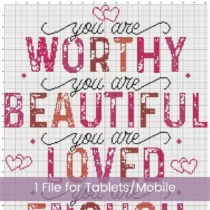 Positive Affirmations Cross Stitch Pattern, Motivational Quotes, Valentines Day, PDF Instant Download, Pattern Keeper & tablet file included