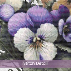 Purple Pansies Cross Stitch Pattern