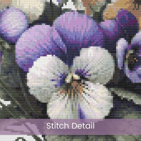 Purple Pansies Cross Stitch Pattern
