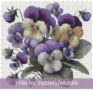 Purple Pansies Cross Stitch Pattern
