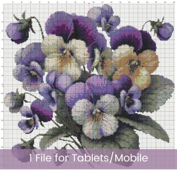 Purple Pansies Cross Stitch Pattern
