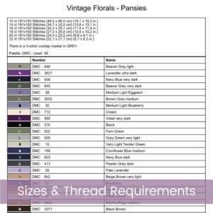 Purple Pansies Cross Stitch Pattern