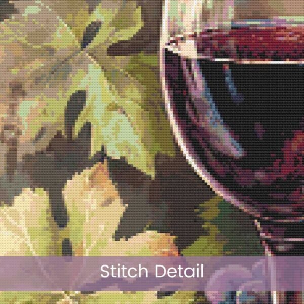 Wine Glass Cross Stitch Pattern, Wine Glass and Grapes Digital Cross Stitch Pattern Download, Full Coverage, Pattern Keeper file included