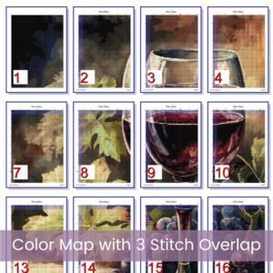 Wine Glass Cross Stitch Pattern, Wine Glass and Grapes Digital Cross Stitch Pattern Download, Full Coverage, Pattern Keeper file included