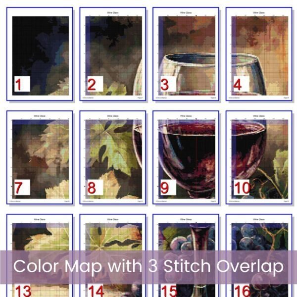 Wine Glass Cross Stitch Pattern, Wine Glass and Grapes Digital Cross Stitch Pattern Download, Full Coverage, Pattern Keeper file included
