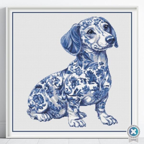 Delft Dachshund Cross Stitch Pattern