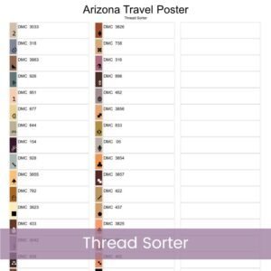 Retro Arizona Scenic Vintage Travel Poster Cross Stitch Pattern, Full Coverage Grand Canyon Embroidery, Desert Landscape National Park Decor