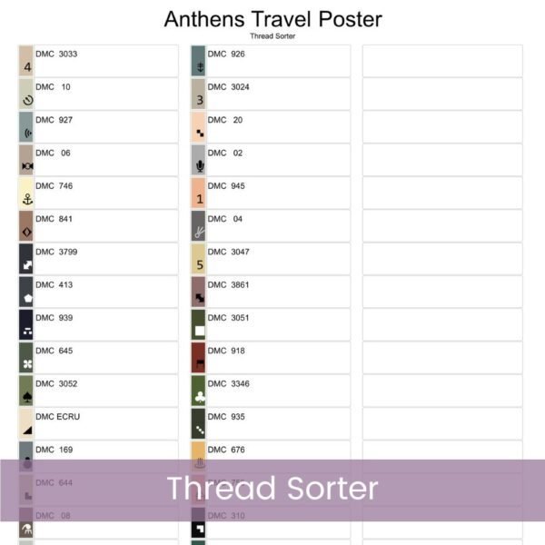 Retro Athens Scenic Vintage Travel Poster Cross Stitch Pattern, Full Coverage Vintage Parthenon Travel Embroidery, Greek Decor Wall Art