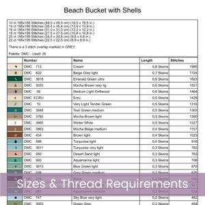Beach Bucket Cross Stitch Pattern, Tropical Beach Seashell Embroidery, Coastal Decor, Nautical Handmade Ocean-inspired Seaside Wall Art Gift