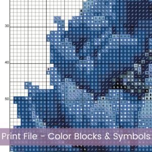 Peony Cross Stitch Pattern, Blue Flowers Embroidery, Modern Floral Cross Stitch, Elegant Home Botanical Decor, Wall Art, Handmade Gift Idea