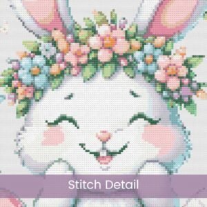 Easter Bunny Cross Stitch Pattern, Digital Pastel Easter Egg wreath Decor, Spring Cross Stitch, Baby Bunny Embroidery Shower Gift Pattern