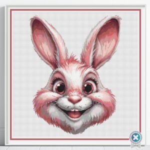 Pink Rabbit Cross Stitch Pattern, Cute Pastel Pink Bunny Embroidery Pattern, Easter Stitching, Nursery Decor, Handmade DIY Bunny Easter Art