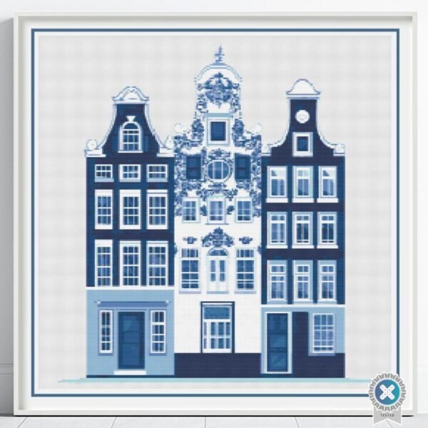 Delft Style Amsterdam Canal House Cross Stitch Pattern