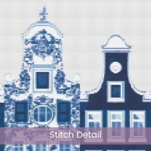 Delft Style Amsterdam Canal House Cross Stitch Pattern 3, Dutch Delft Cross Stitch Pattern, Canal House PDF XStitch Pattern Instant Download