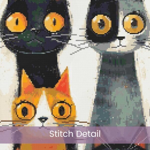 Abstract Cats Cross Stitch Pattern, Funky Feline Embroidery Full Coverage PDF Cross Stitch, Modern Wall Art Cat Lover Gift, Quirky Cat Decor