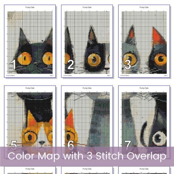 Abstract Cats Cross Stitch Pattern, Funky Feline Embroidery Full Coverage PDF Cross Stitch, Modern Wall Art Cat Lover Gift, Quirky Cat Decor