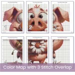Funny Pig with Daisy Cross Stitch Pattern, Whimsical Animal Design, Funny Piglet Art, Beginner Stitch Pattern, Nursery Decor, PDF Download