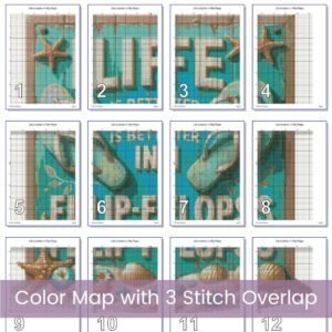 Life is Better in Flip Flops Cross Stitch Pattern, Rustic Beach Sign, Coastal Seaside Summer Decor PDF Pattern, Tropical Beach Embroidery