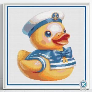 Sailor Rubber Duck Cross Stitch Pattern, Sailor Duck Embroidery, Baby Nursery Decor, Nautical Cross Stitch Pattern, Bathroom Cross Stitch