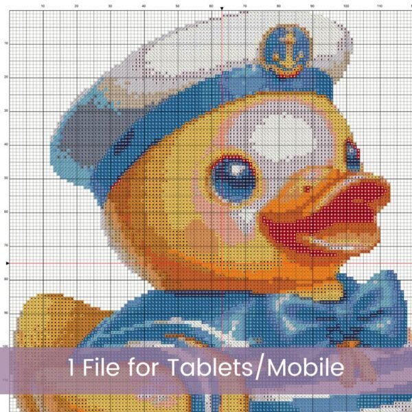 Sailor Rubber Duck Cross Stitch Pattern, Sailor Duck Embroidery, Baby Nursery Decor, Nautical Cross Stitch Pattern, Bathroom Cross Stitch
