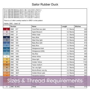 Sailor Rubber Duck Cross Stitch Pattern, Sailor Duck Embroidery, Baby Nursery Decor, Nautical Cross Stitch Pattern, Bathroom Cross Stitch
