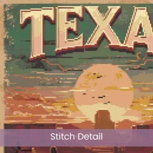 Texas Cross Stitch Pattern Western Travel Poster Embroidery Cowboy Hat Decor Full Coverage Stitching Lone Star State Handmade Western Decor