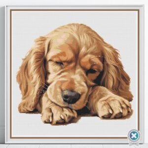 American Cocker Spaniel Sleeping Cross Stitch Pattern