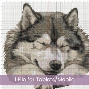 Alaskan Malamute Cross Stitch Pattern, Dog Cross Stitch Art, Sleeping Puppy Digital PDF Cross Stitch Pattern Download, Cute Dog Decor Gift