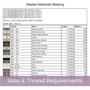 Alaskan Malamute Cross Stitch Pattern, Dog Cross Stitch Art, Sleeping Puppy Digital PDF Cross Stitch Pattern Download, Cute Dog Decor Gift