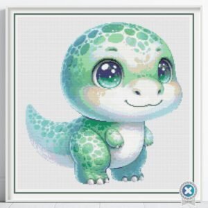 Baby Iguanodon Cross Stitch Pattern, Baby Dinosaur Pattern, Dino Cross Stitch Chart, Prehistoric Baby Decor, Dinosaur Embroidery Wall Art