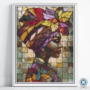 Stained Glass Creole Woman Cross Stitch Pattern