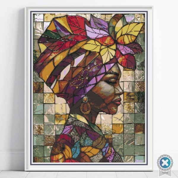 Stained Glass Creole Woman Cross Stitch Pattern