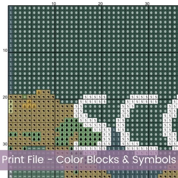Scottish Highlands Cross Stitch Pattern | Retro Travel Poster Style Gift | Full Coverage PDF | United Kingdom Landscape Embroidery Design