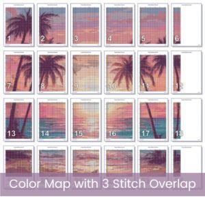 Tropical Beach Sunset Cross Stitch Pattern, Coastal Decor Pattern, Ocean Pattern, Full Coverage, Seascape Embroidery, Tranquil Beach Lover
