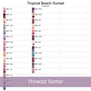 Tropical Beach Sunset Cross Stitch Pattern, Coastal Decor Pattern, Ocean Pattern, Full Coverage, Seascape Embroidery, Tranquil Beach Lover