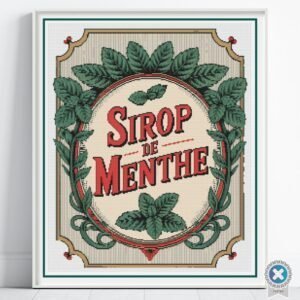 Sirop de Menthe Label Cross-Stitch Pattern