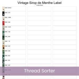 Vintage "Sirop de Menthe" Cross Stitch Pattern, Full Coverage French Mint Syrup Label PDF, Retro Kitchen Art Decor, Vintage Kitchen Label