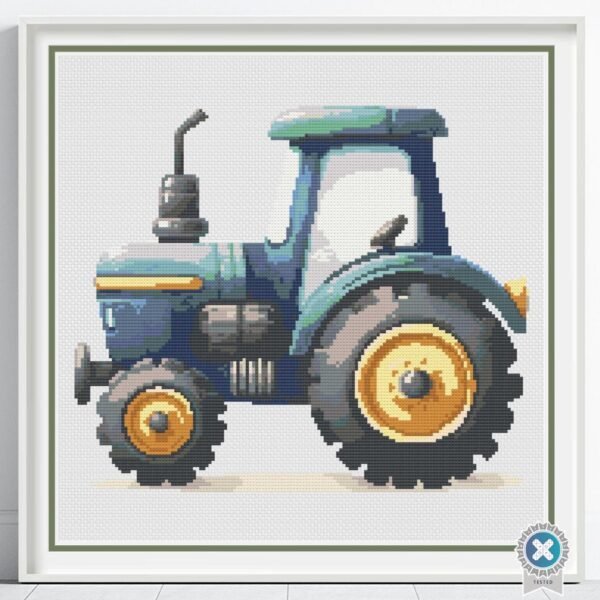 Tractor Cross Stitch Pattern, Farm Vehicle Nursery Decor Pattern, Nursery Cross Stitch, Cartoon Tractor Embroidery Gift, Nursery Farm Theme
