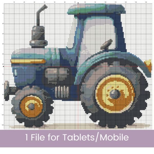 Tractor Cross Stitch Pattern, Farm Vehicle Nursery Decor Pattern, Nursery Cross Stitch, Cartoon Tractor Embroidery Gift, Nursery Farm Theme