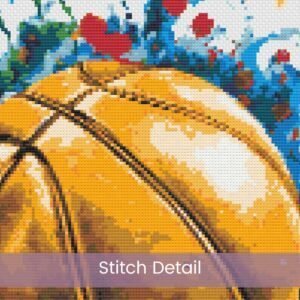 Basketball Cross Stitch Pattern | Sports Wall Art with Paint Splatter | Partial Coverage PDF | Modern Athletic Embroidery