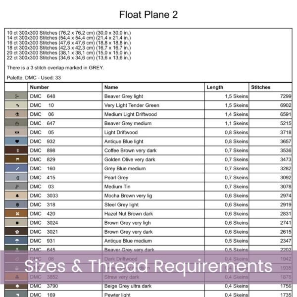 Float Plane Cross Stitch Pattern