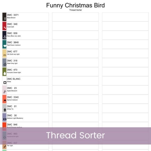 Cute Christmas Bird Cross Stitch Pattern | Cartoon Bird with Santa Hat & Holly | Partial Coverage Holiday PDF