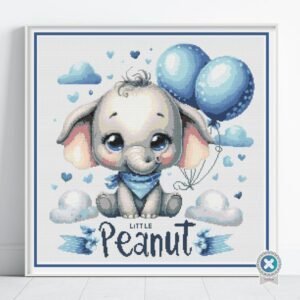 Little Peanut Elephant Cross Stitch Pattern