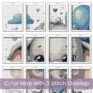 Little Peanut Elephant Cross Stitch Pattern | Blue Baby Shower Nursery Decor | Partial Coverage PDF | Digital Download